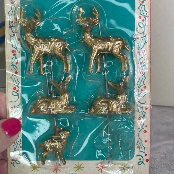 Midcentury holiday decorations for candles. - Picture 3 of 6